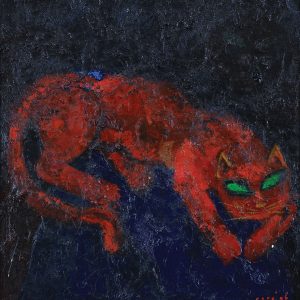 <em>Kucing,</em> 1996, Oil on canvas, 75cm x 70cm