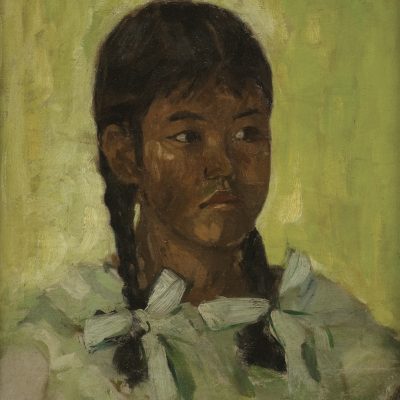 ZHONG PAI MU, <em>PORTRAIT OF A GIRL</em>, 1945, Oil on canvas laid on board, 48cm x 41cm, estimate RM 25,000 – 40,000